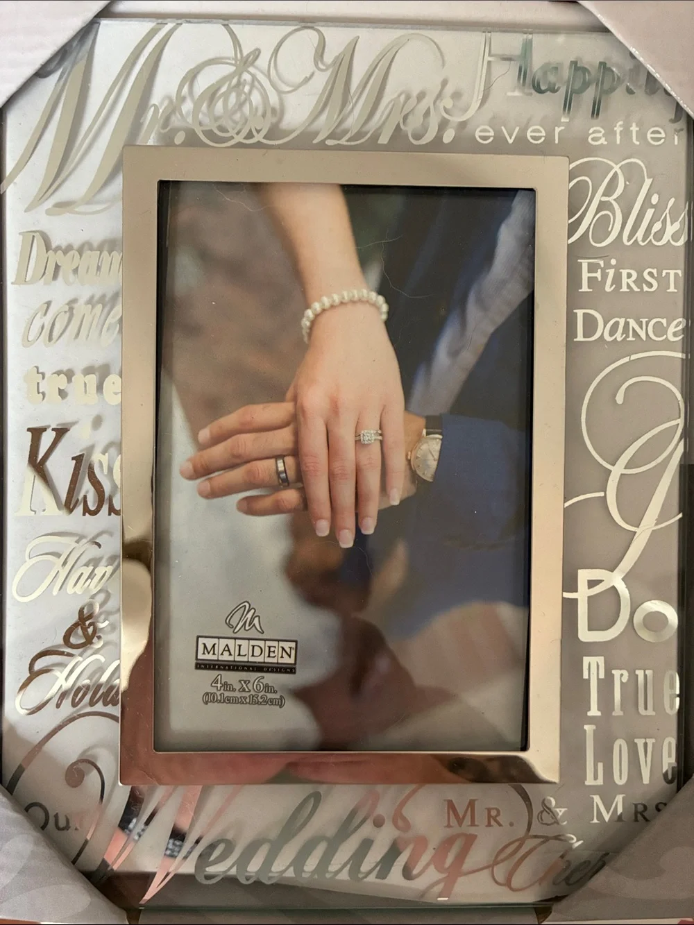 Mr. & Mrs. White Script Photo Frame and photo book. Set. You recieve both.